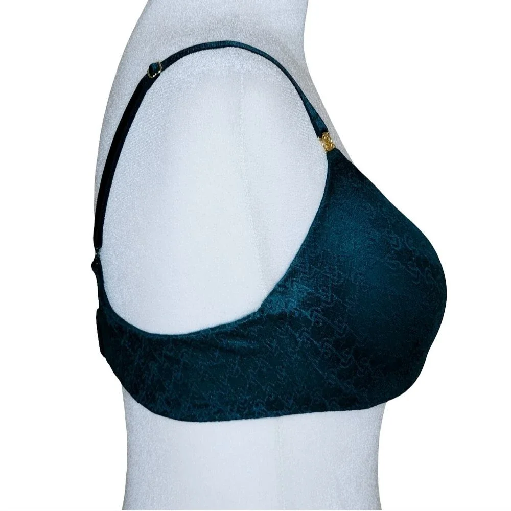 Victoria's Secret Icon Monogram Lace Push-Up Demi Bra Black Ivy (Green) 36C